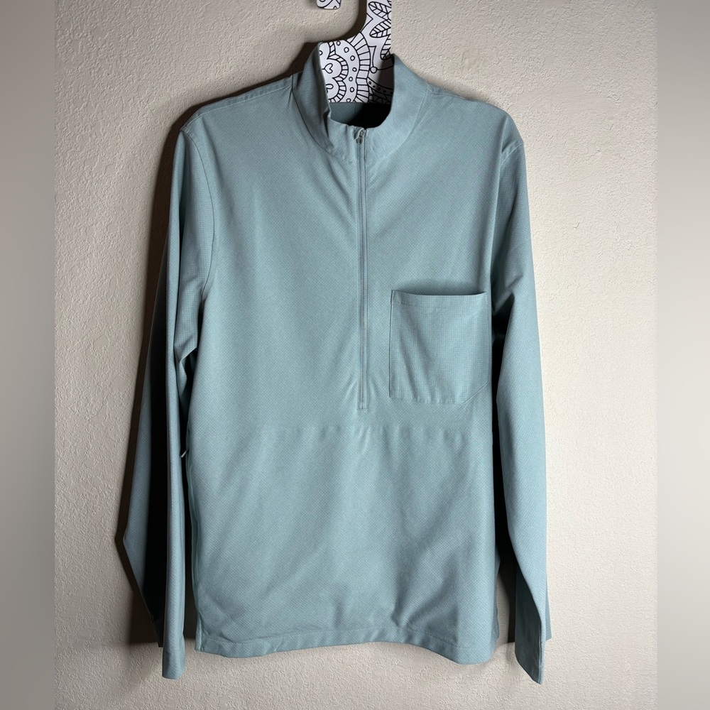 Lululemon WovenAir Half-Zip Silver Blue M3DJYS size Large - Picture 2 of 4